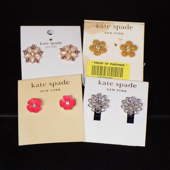 kate spade Jewelry - Lot 4 New Kate Spade Flower Stud Earrings Bundle $196 MSRP, 14K GF, Chantilly